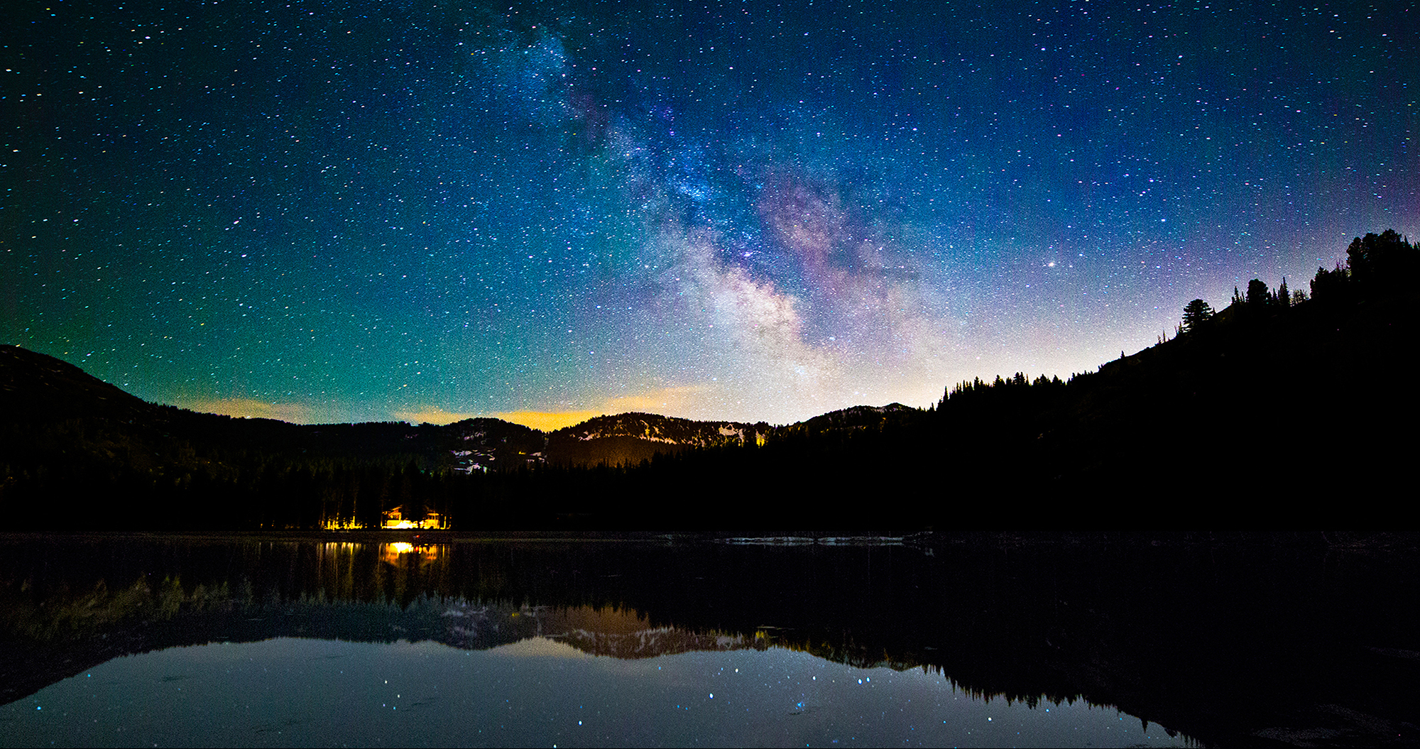Milky Way Over Silver Lake at Brighton Resort by Skip Weeks