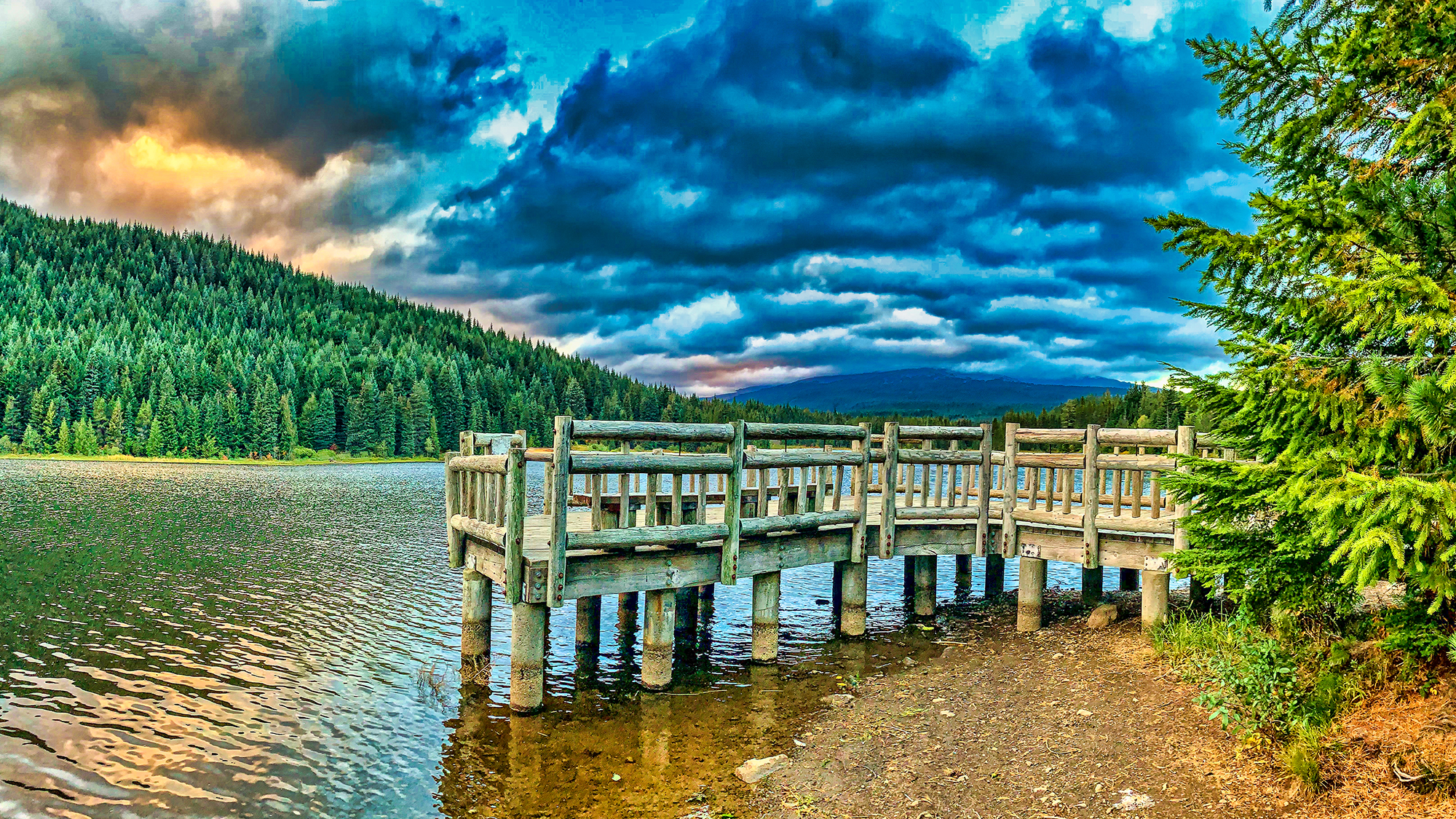 Trillium Lake Dock by Skip Weeks